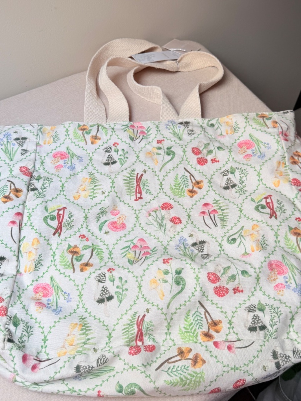 Shabby Chic Brand Reusable Tote Bag Mushroom Pattern New With Tags - Picture 5 of 10